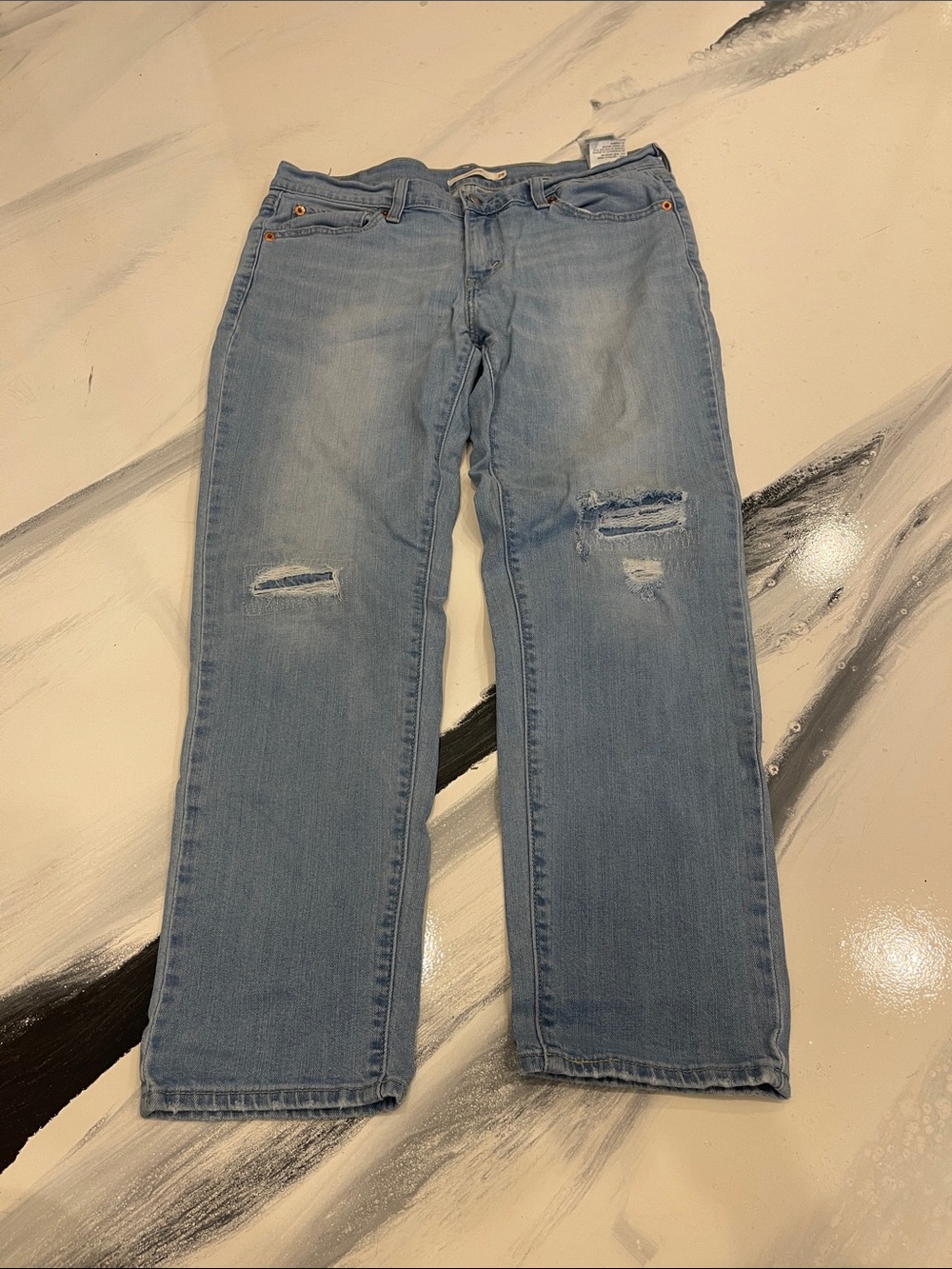 Levi's Light Blue Distressed Boyfriend Jeans